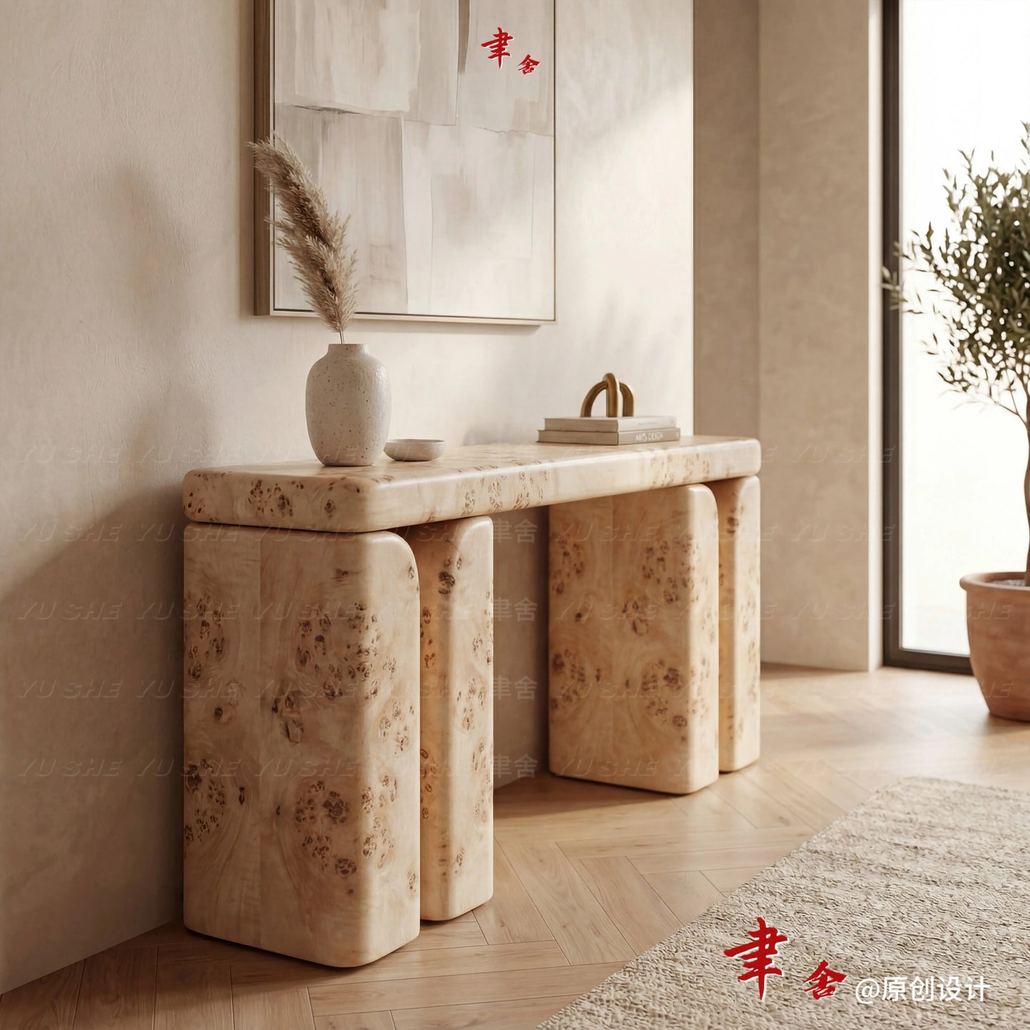 Wabi Sand Wind Tree Tumor Entrance Table Designer's New Simple Modern Strip Entry Living Room Decoration Table