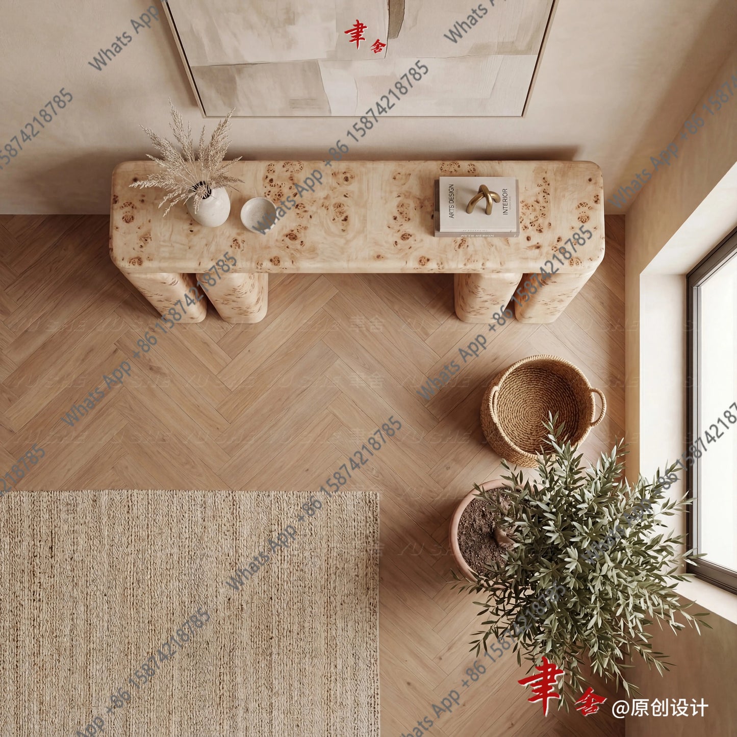 Wabi Sand Wind Tree Tumor Entrance Table Designer's New Simple Modern Strip Entry Living Room Decoration Table