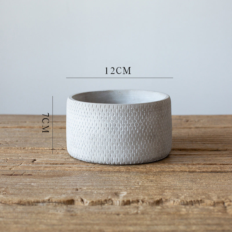 Vintage Cylindrical Cement Planter for Plants