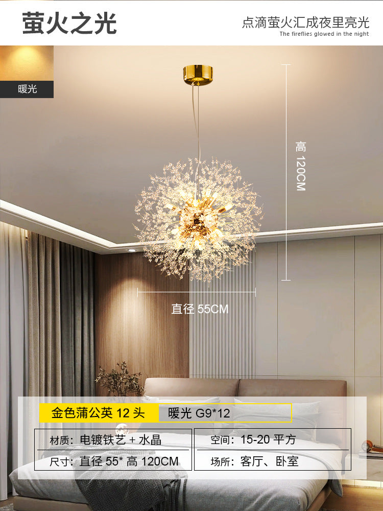 Creative Crystal Dandelion Chandelier for Living Room