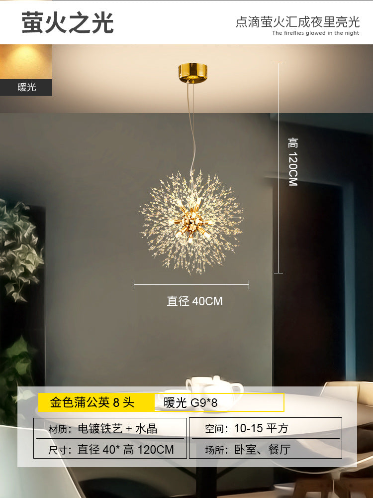 Creative Crystal Dandelion Chandelier for Living Room