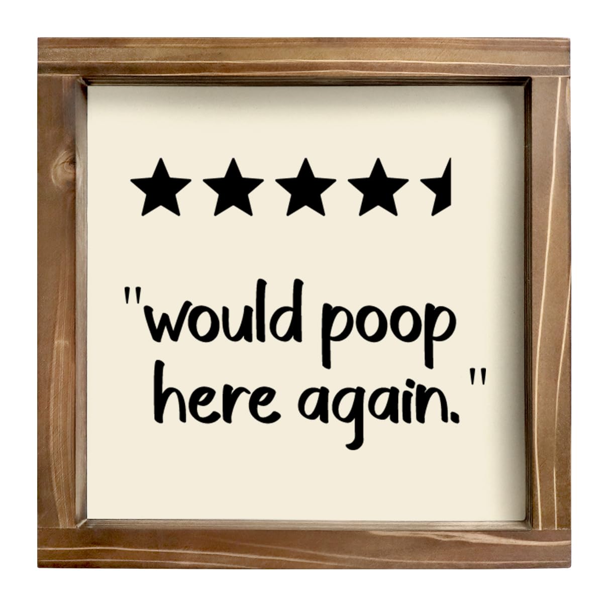 Kas Home Bathroom Decor Rustic Wood Funny Bathroom Wall Decor - Funny Bathroom Signs Apartment Decor for Toilet Bathroom Restroom Wall Hanging Plaque (7" x 7" White-WN)