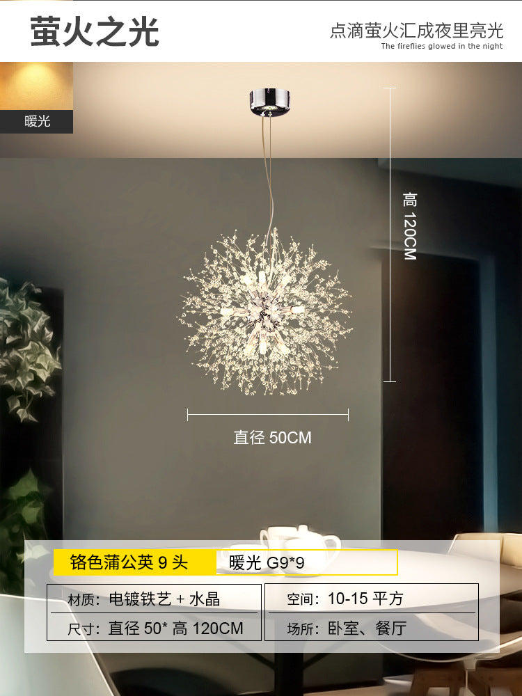 Creative Crystal Dandelion Chandelier for Living Room