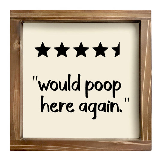 Kas Home Bathroom Decor Rustic Wood Funny Bathroom Wall Decor - Funny Bathroom Signs Apartment Decor for Toilet Bathroom Restroom Wall Hanging Plaque (7" x 7" White-WN)