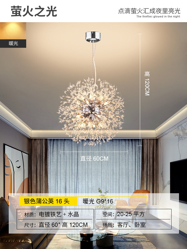 Creative Crystal Dandelion Chandelier for Living Room