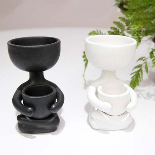 Ceramic Figurine Vase, Home Decor Planter Piece