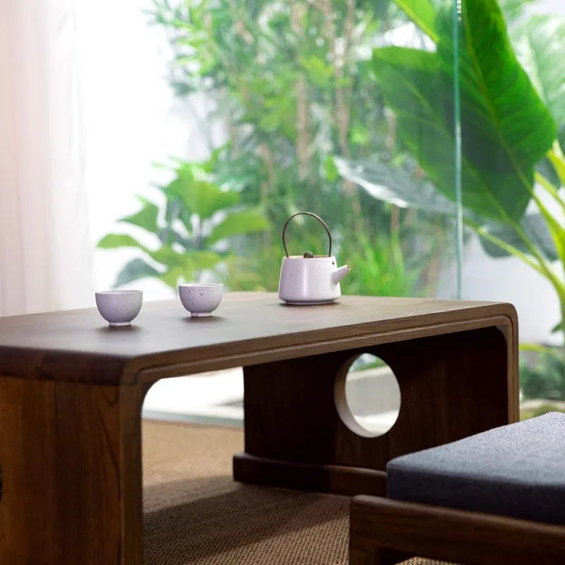 Japanese Style Tatami Tea Table Solid Wood Low Coffee Table for Floor Sitting Zen Meditation Desk Living Room Side Tables Decor