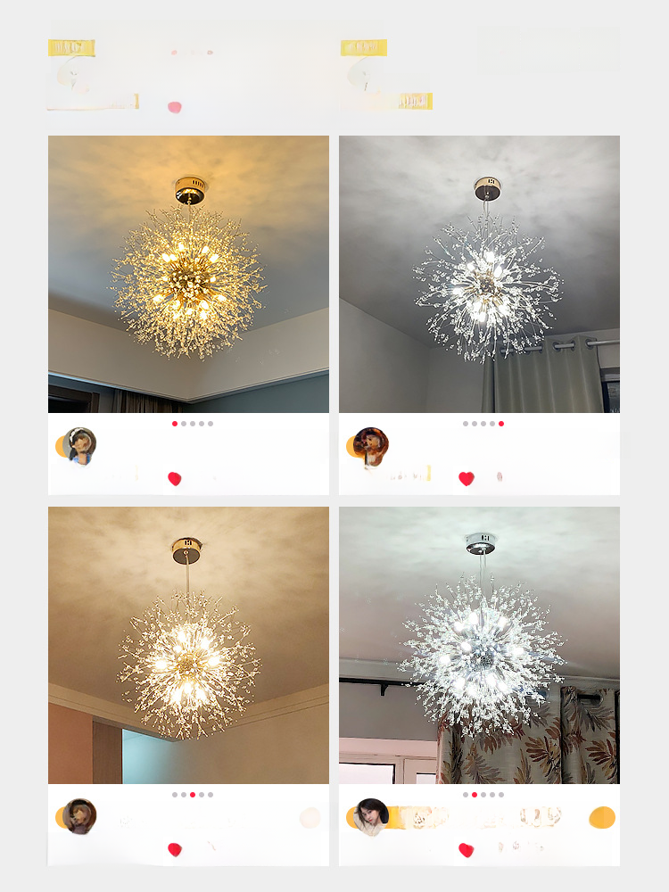 Creative Crystal Dandelion Chandelier for Living Room